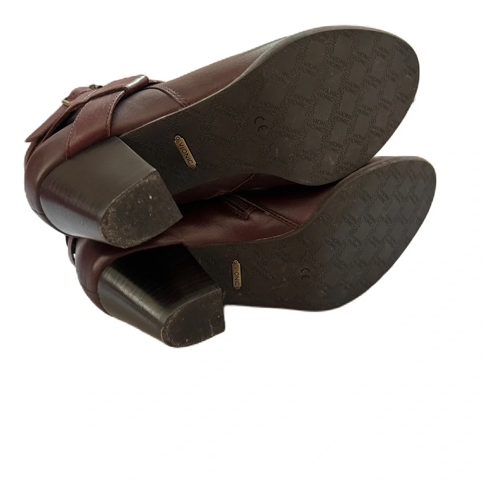 VIONIC Women's‎ Trinity Boots Chocolate Brown Leather Size 9 Booties Ankle Boot